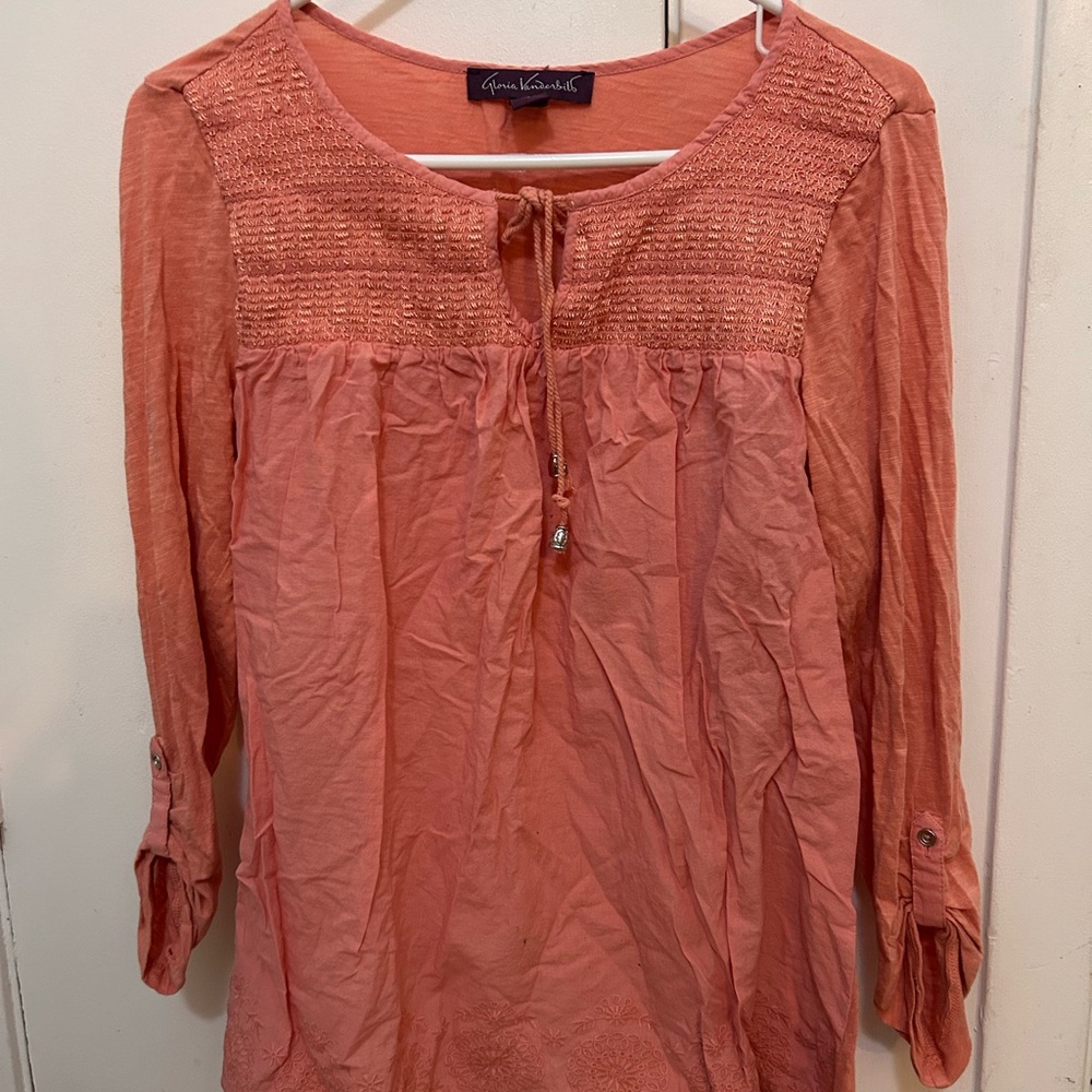 Women's Coral Top gloria vanderbilt S 3/4 sleeve soft